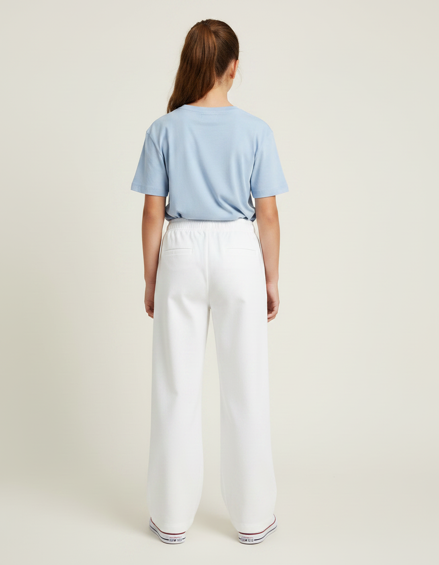 Pantalon Chino Blanc Droit Ample Confortable Fille - Gabardine - vue 2