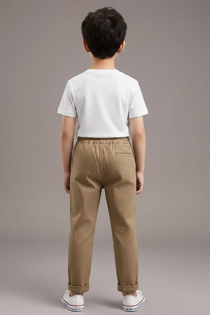 Pantalon Chino Kaki Décontracté Élastique Coton Enfant - vue 2