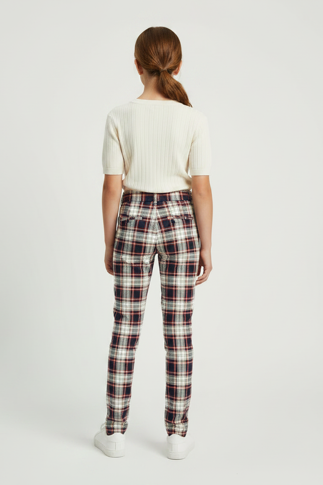 Pantalon Chino Écossais Slim Imprimé Carreaux Fille - Coton - vue 2