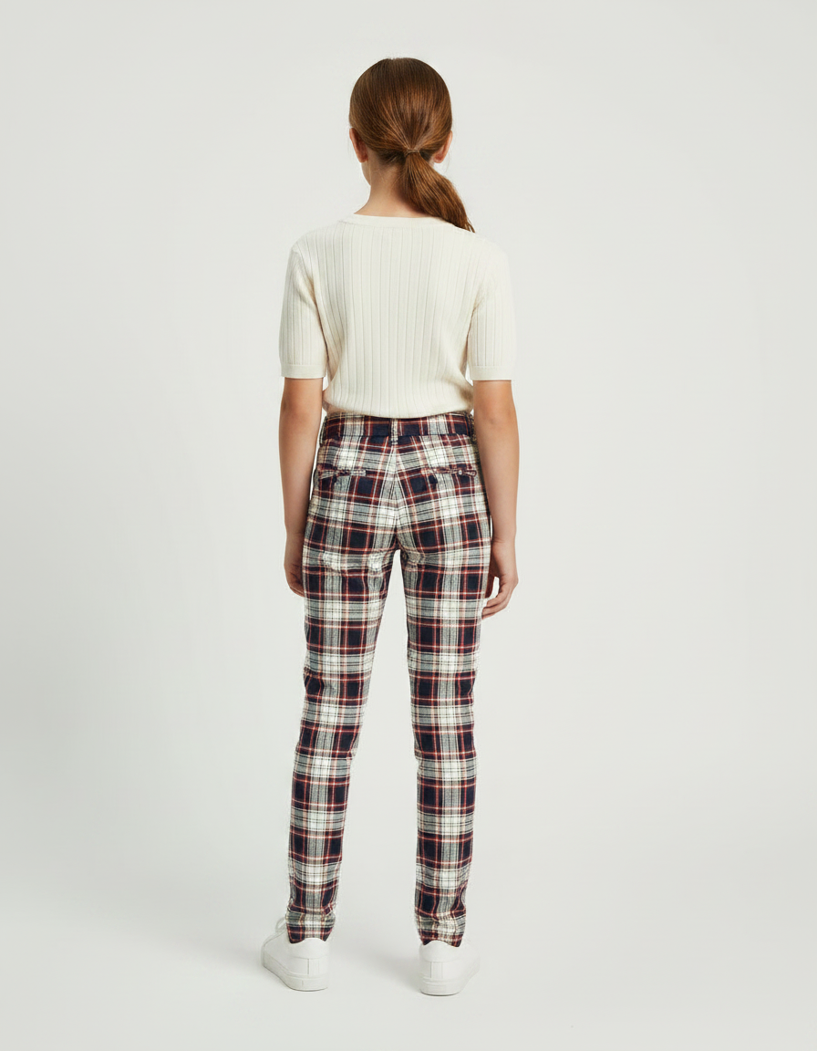 Pantalon Chino Écossais Slim Imprimé Carreaux Fille - Coton - vue 2