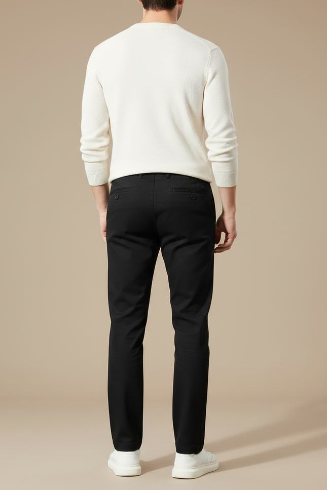 Pantalon Chino Classique Homme - Noir Gabardine - vue 2