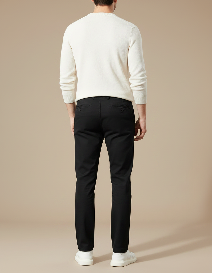 Pantalon Chino Classique Homme - Noir Gabardine - vue 2