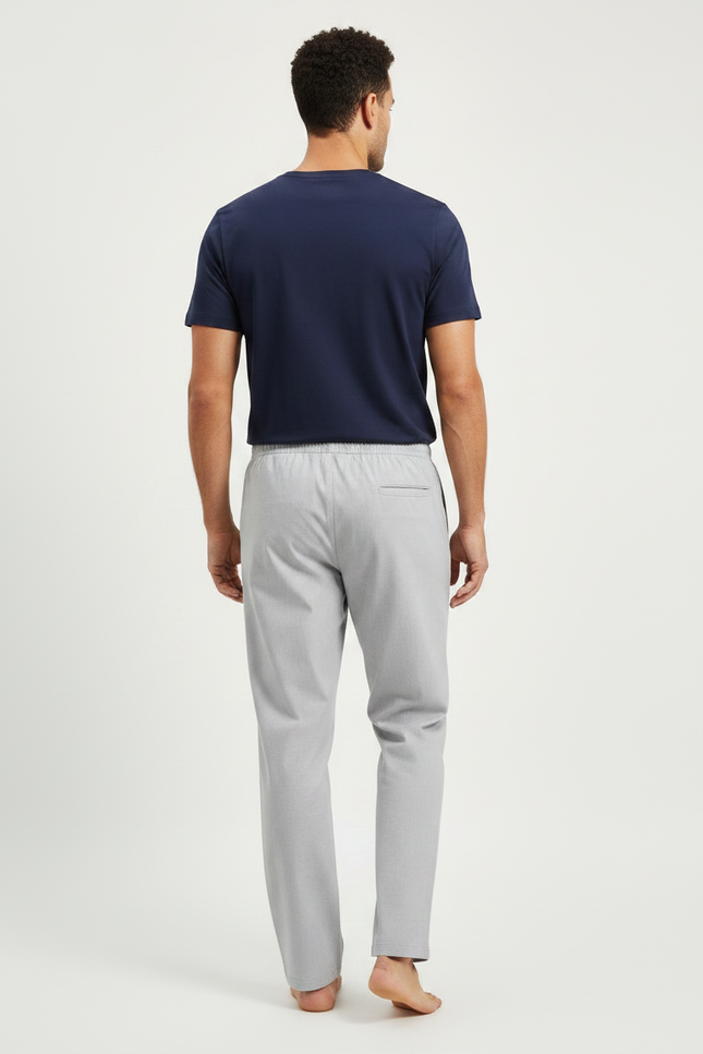 Pantalon Chino Gris Coton Décontracté Ample Homme - vue 2