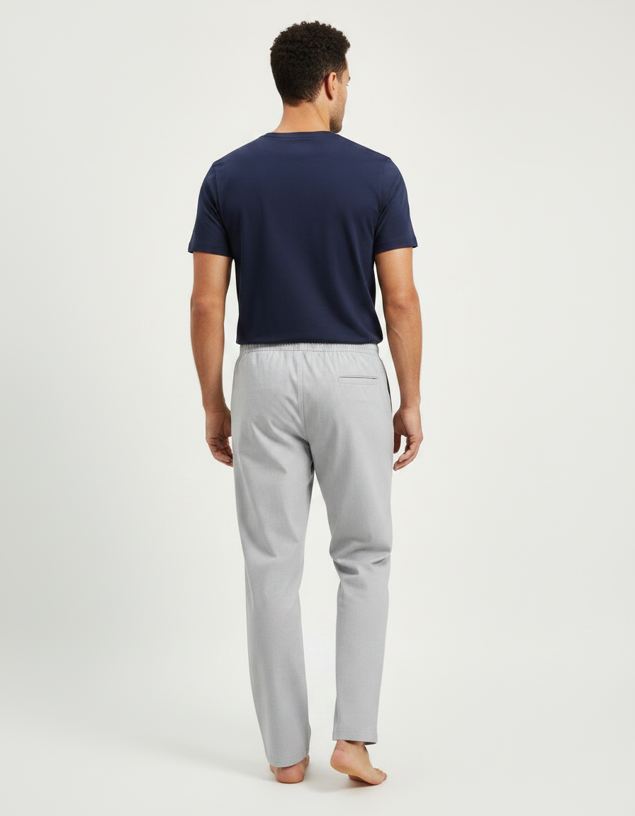 Pantalon Chino Gris Coton Décontracté Ample Homme - vue 2