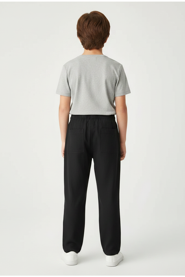 Pantalon Chino Noir Coton Ample Décontracté Enfant - vue 2