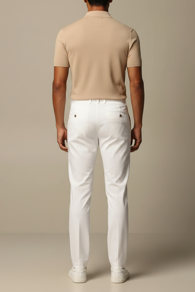 Pantalon Chino Blanc Droit Coton Homme Décontracté - vue 2