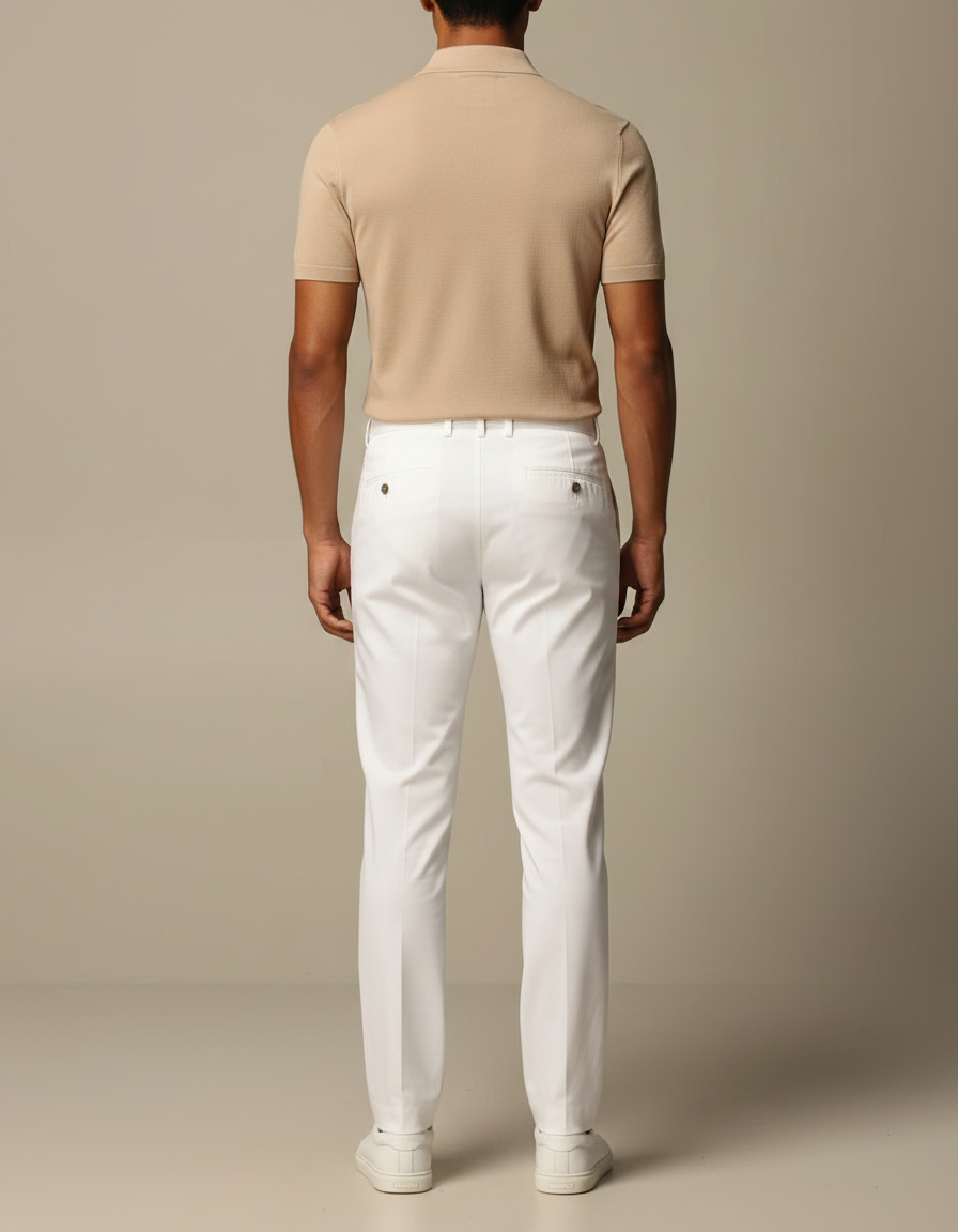 Pantalon Chino Blanc Droit Coton Homme Décontracté - vue 2