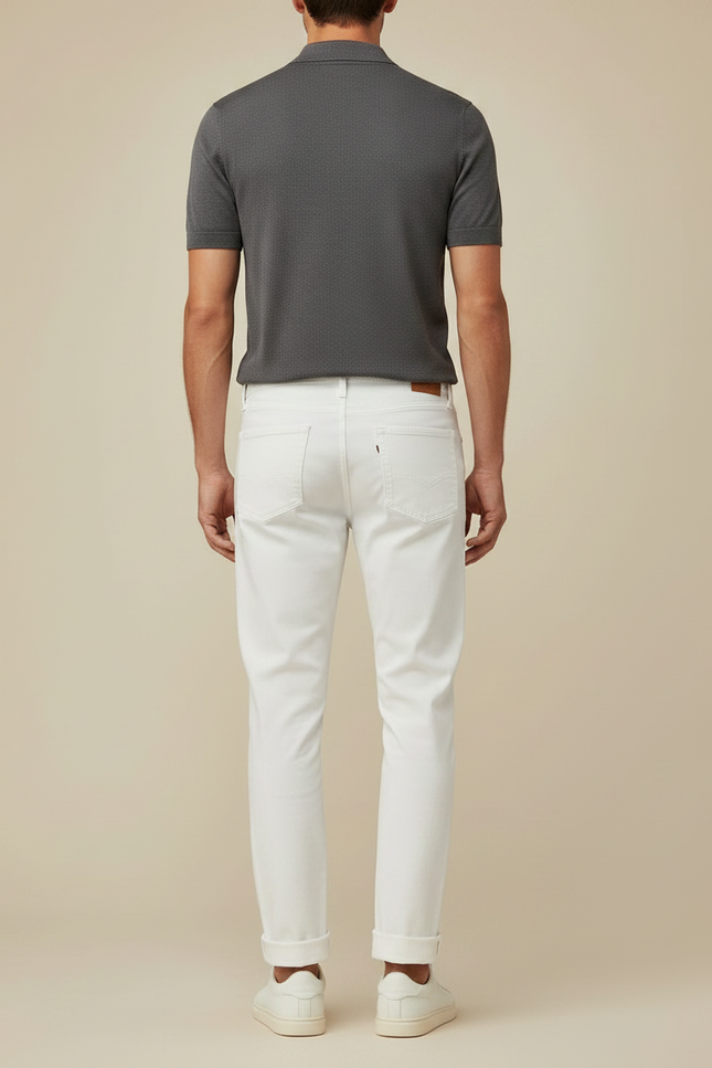 Pantalon Chino Blanc Coton Droit Homme Décontracté - vue 2