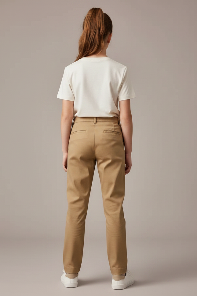 Pantalon Chino Kaki Coton Plissé Droit Enfant - vue 2