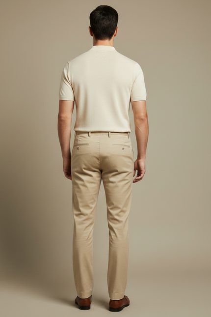 Pantalon Chino Kaki Coton Décontracté Homme Slim - vue 2