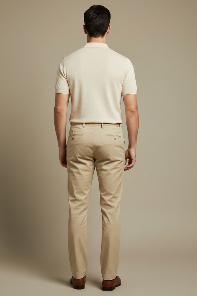 Pantalon Chino Kaki Coton Décontracté Homme Slim - vue 2
