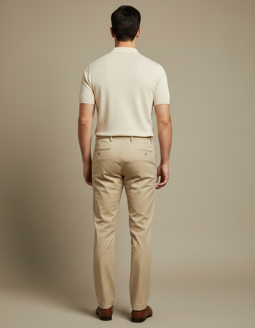 Pantalon Chino Kaki Coton Décontracté Homme Slim - vue 2
