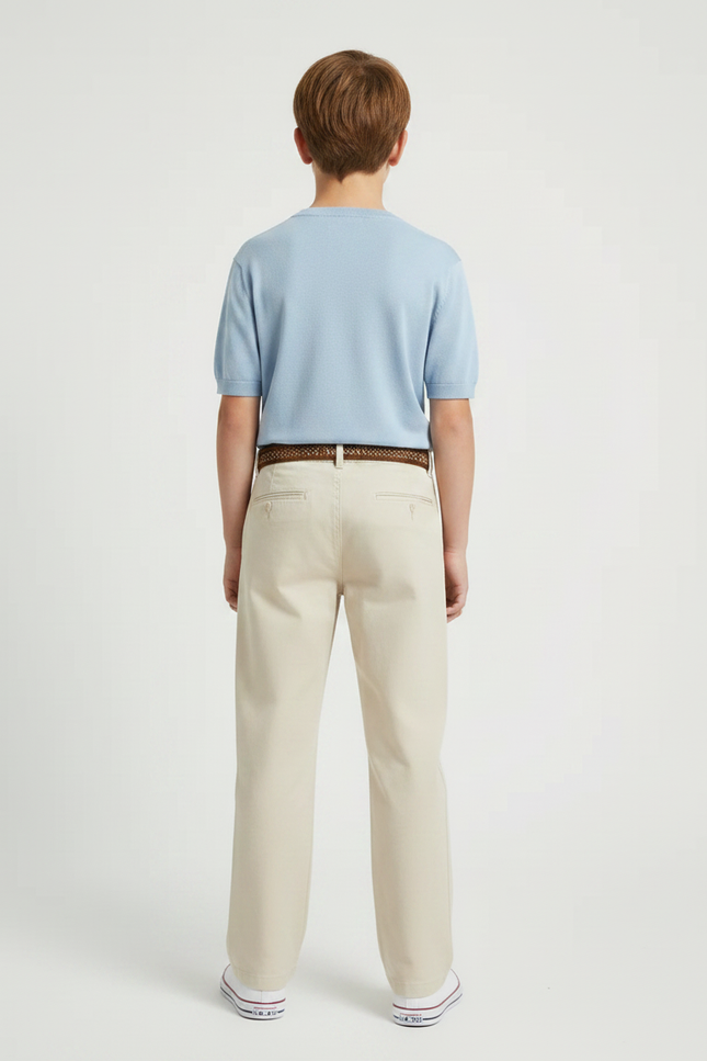 Pantalon Chino Beige Coton Décontracté Garçon Ample - vue 2