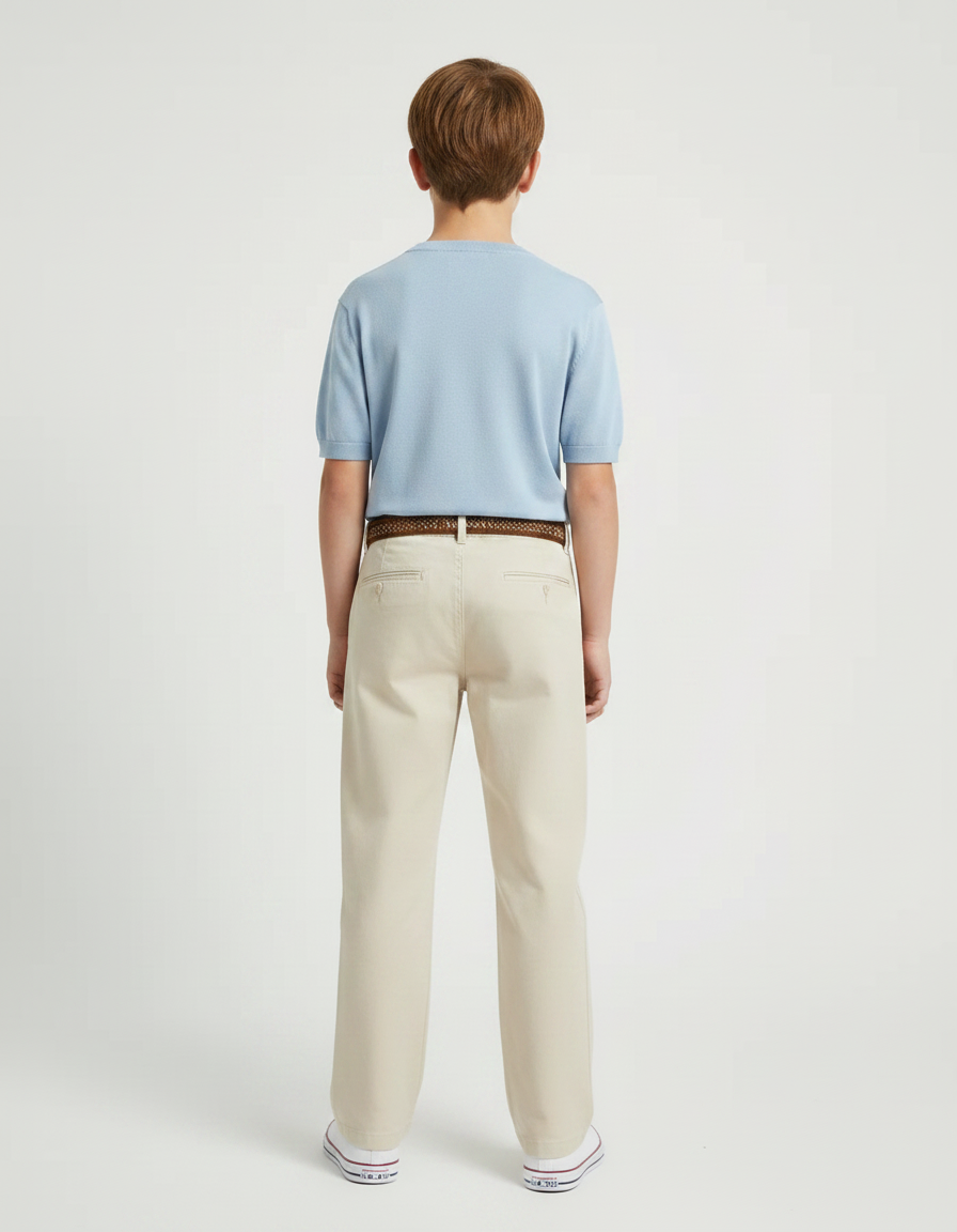 Pantalon Chino Beige Coton Décontracté Garçon Ample - vue 2