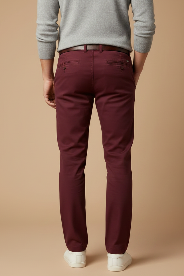 Pantalon Chino Slim Rouge Homme - Bordeaux Coton - vue 2