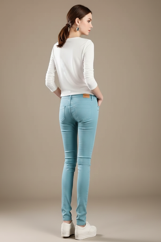 Pantalon Chino Femme Bleu Ciel Skinny Stretch Confortable - Coton - vue 2