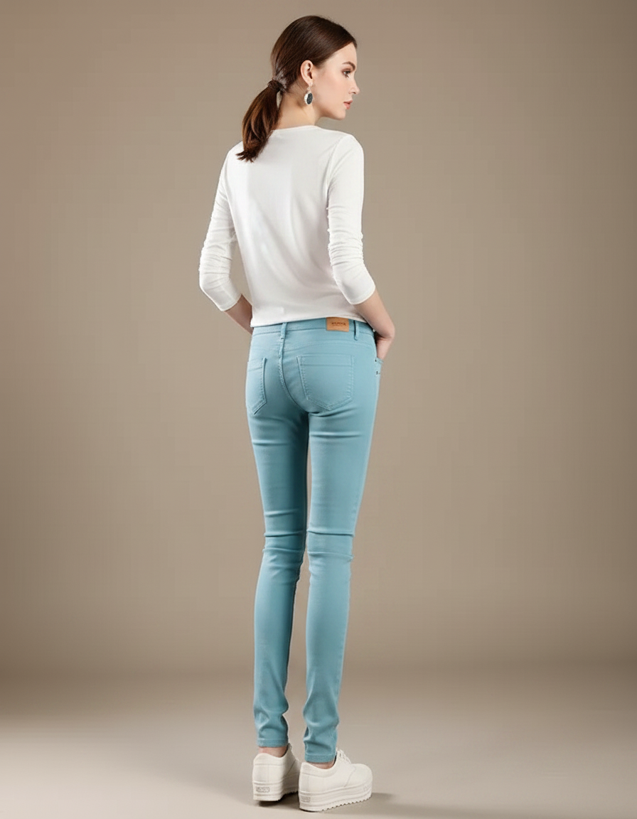 Pantalon Chino Femme Bleu Ciel Skinny Stretch Confortable - Coton - vue 2