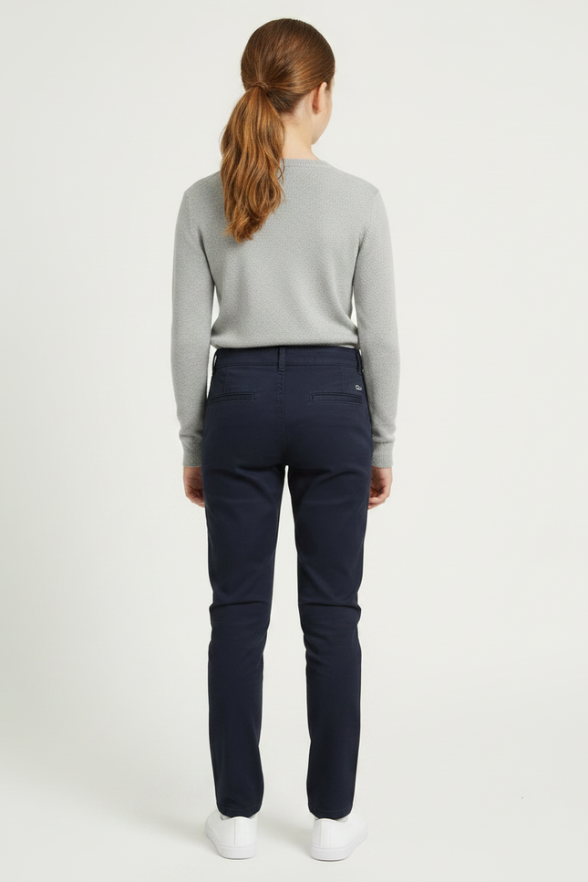 Pantalon Chino Bleu Marine Coton Ajusté Fille - vue 2