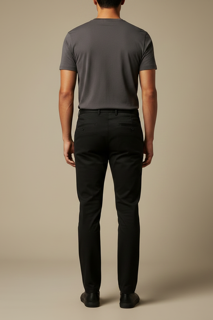Pantalon Chino Noir Slim Élégant Coton Homme - Gabardine - vue 2