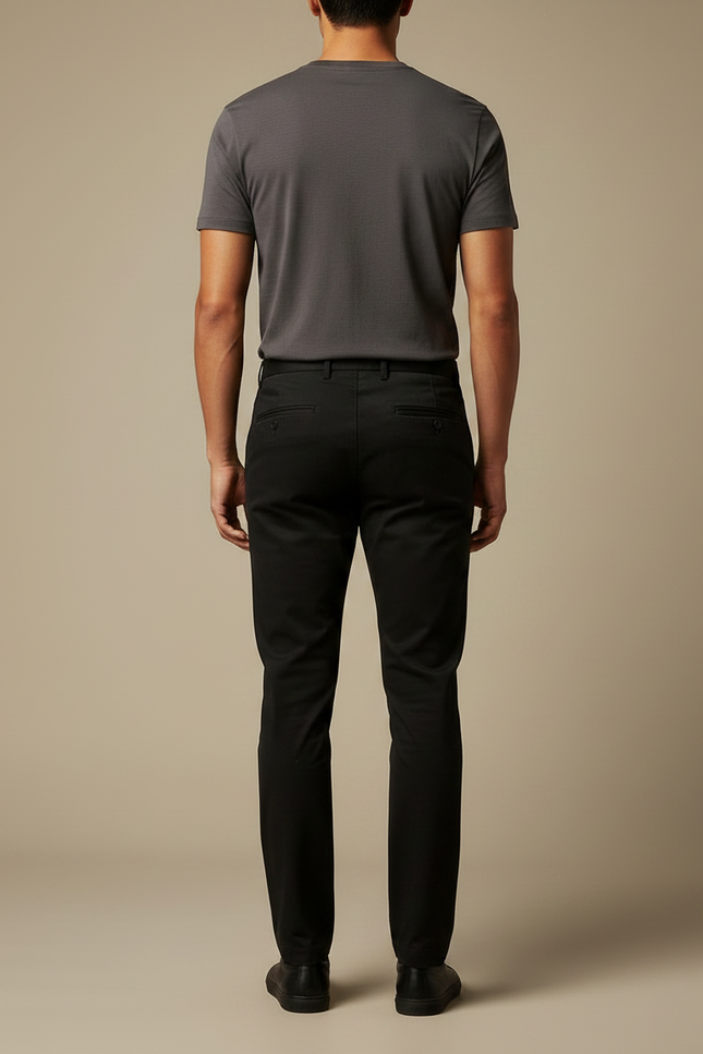Pantalon Chino Noir Slim Élégant Coton Homme - Gabardine - vue 2