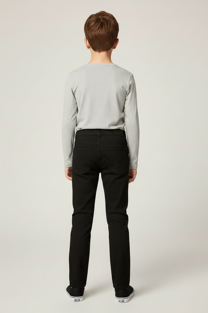 Pantalon Chino Noir Coton Droit Classique Garçon - vue 2