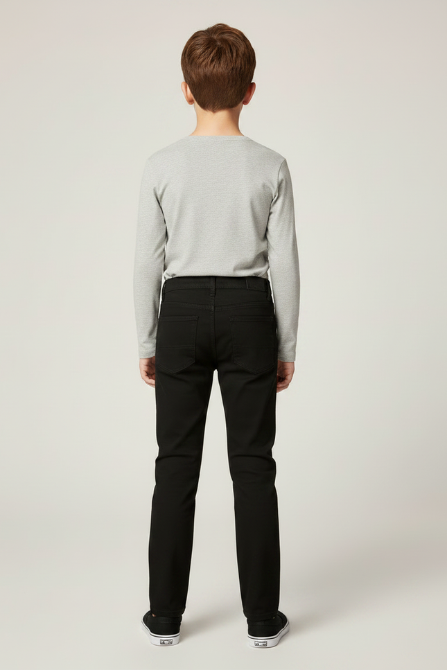 Pantalon Chino Noir Coton Droit Classique Garçon - vue 2