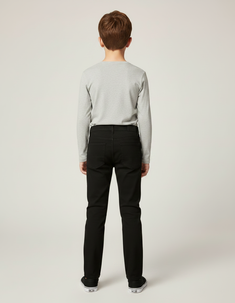 Pantalon Chino Noir Coton Droit Classique Garçon - vue 2