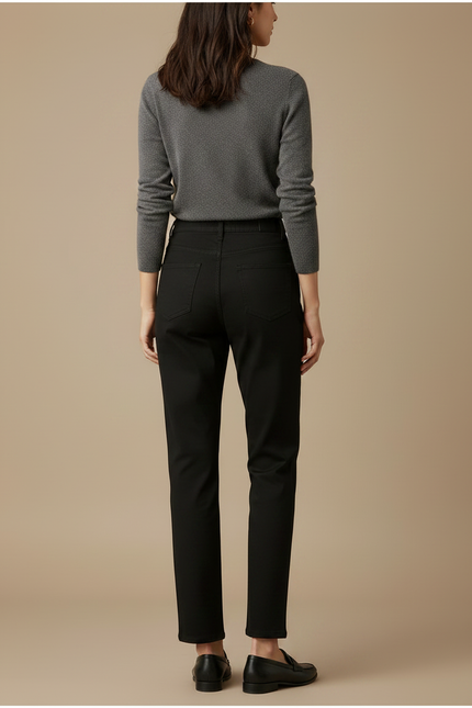 Pantalon Chino Noir Droit Coton Confortable Femme - vue 2