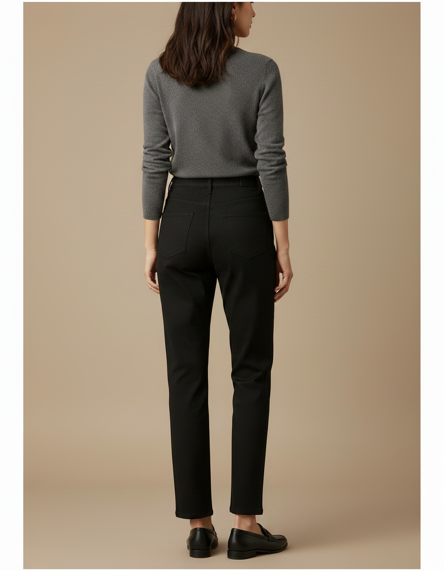 Pantalon Chino Noir Droit Coton Confortable Femme - vue 2