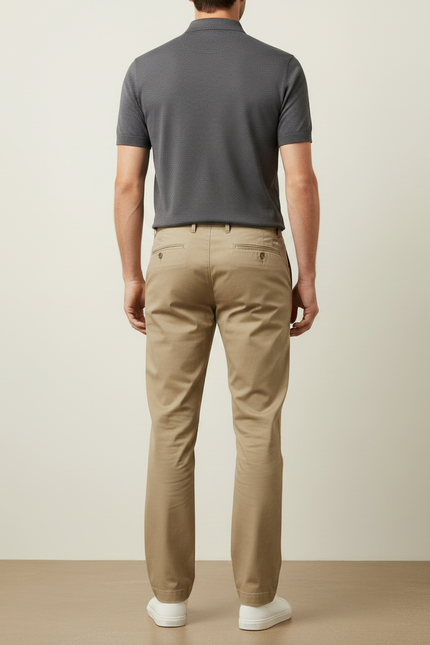 Pantalon Chino Homme Kaki Droit - Coton - vue 2
