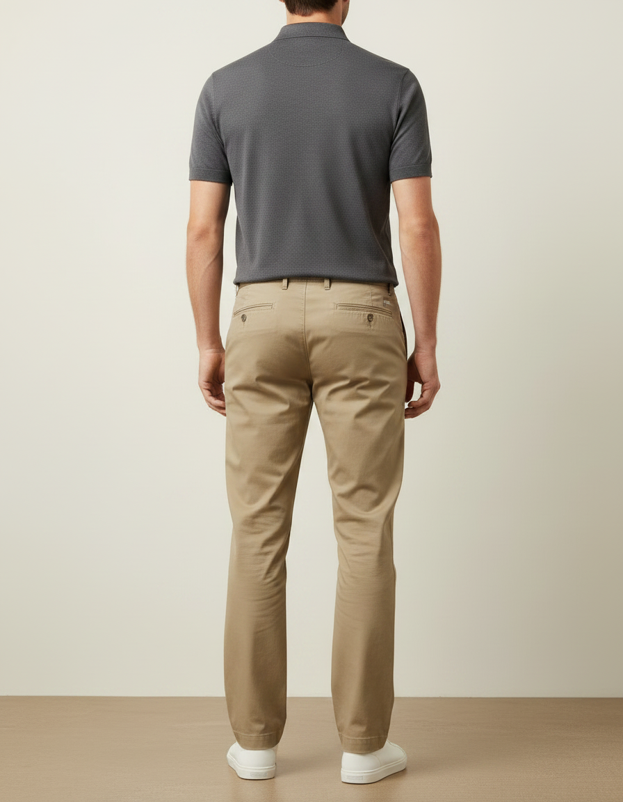 Pantalon Chino Homme Kaki Droit - Coton - vue 2