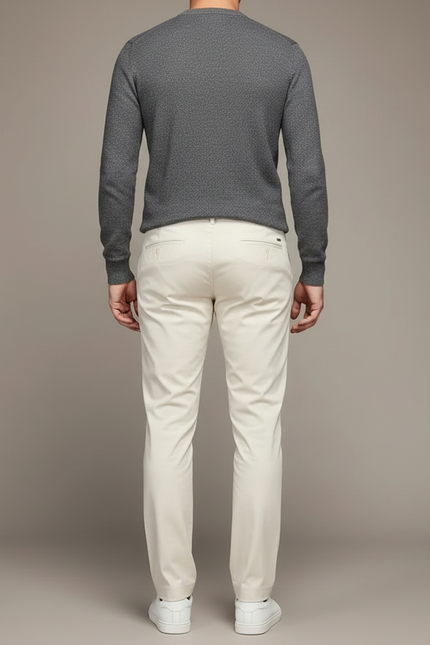 Pantalon Chino Écru Coton Droit Homme Décontracté - Beige - vue 2