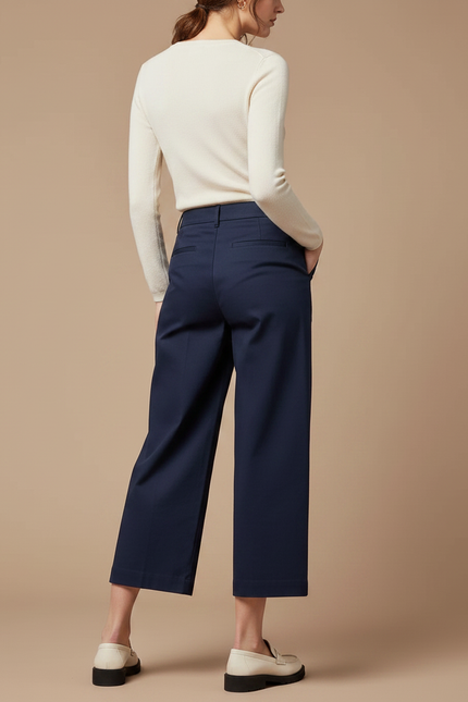 Pantalon Chino Femme Bleu - Marine Gabardine - vue 2