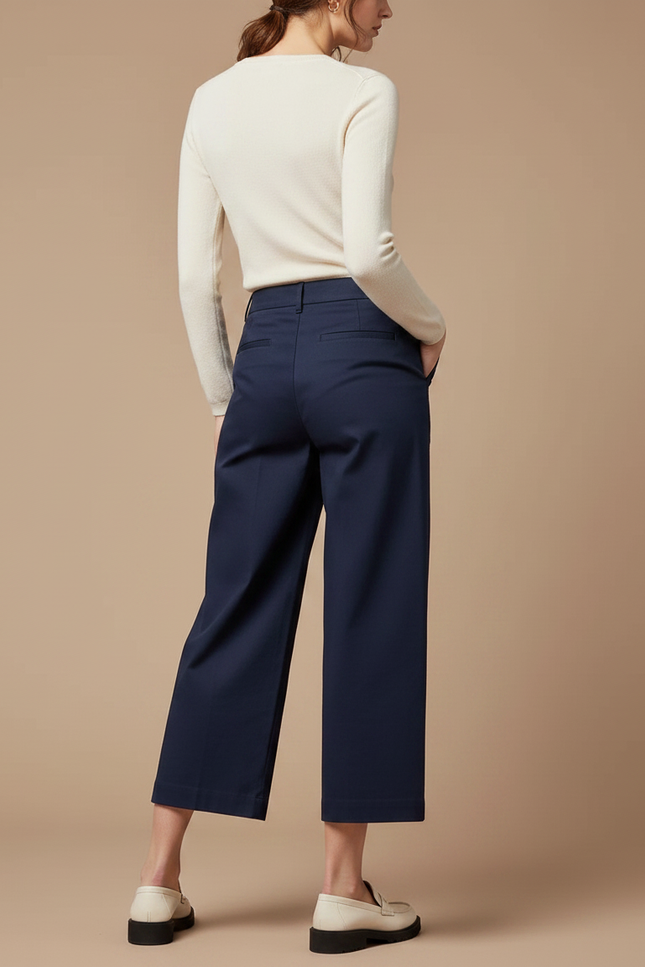 Pantalon Chino Femme Bleu - Marine Gabardine - vue 2