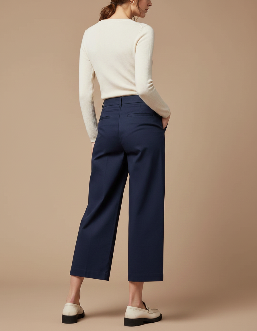 Pantalon Chino Femme Bleu - Marine Gabardine - vue 2