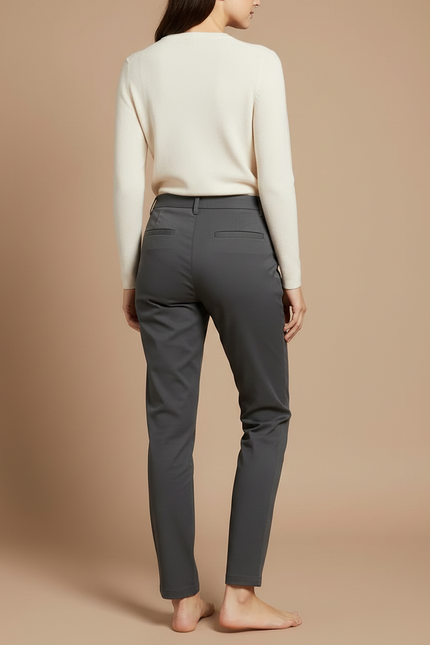 Pantalon Chino Gris Anthracite Coupe Droite Élastique Décontracté - Polyester - vue 2