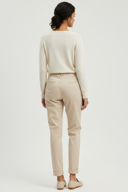 Pantalon Chino Beige Coton Décontracté Femme - vue 2