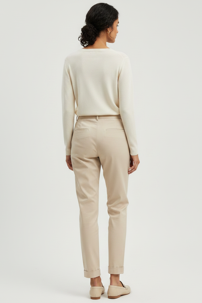 Pantalon Chino Beige Coton Décontracté Femme - vue 2