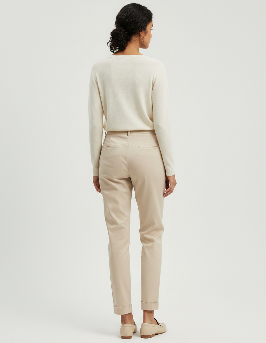 Pantalon Chino Beige Coton Décontracté Femme - vue 2