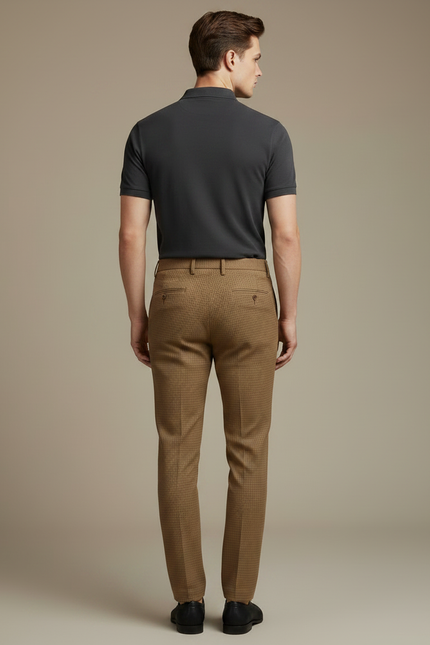 Pantalon Chino Marron Texturé Slim Homme Élégant - Coton - vue 2