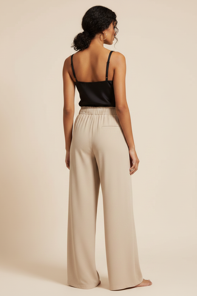 Pantalon Chino Beige Ample Fluide Décontracté Femme - Viscose - vue 2