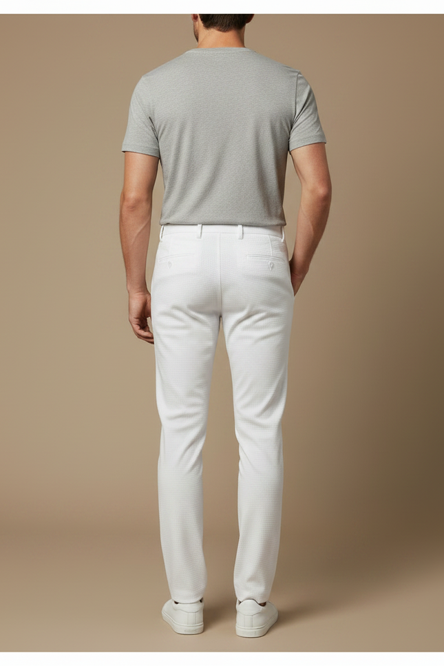 Pantalon Chino Blanc Texturé Slim Casual Homme - Coton - vue 2