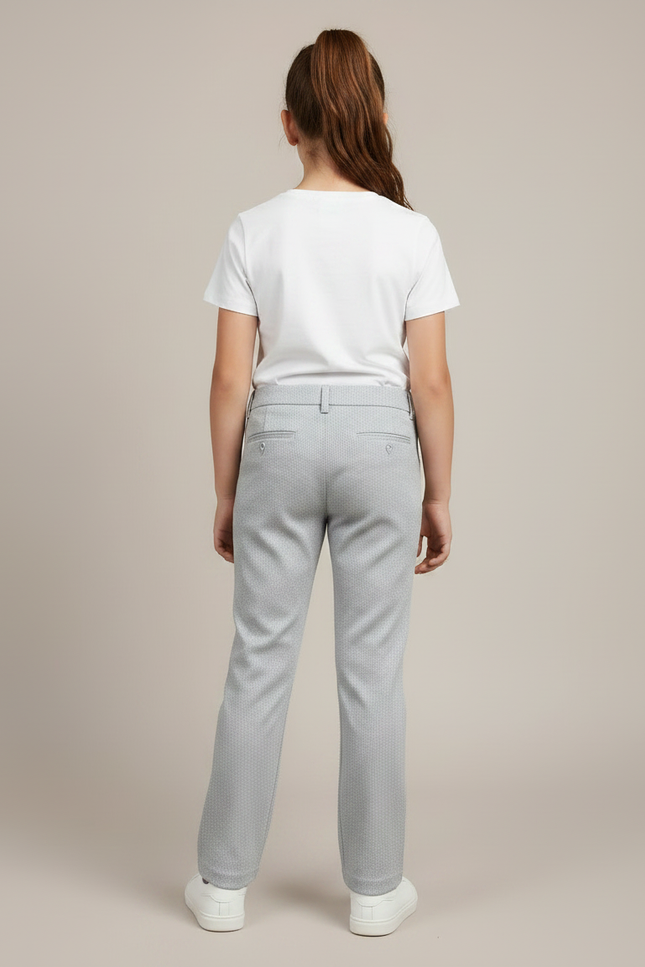 Pantalon Chino Gris Fille Droit Imprimé Élégant - Polyester - vue 2