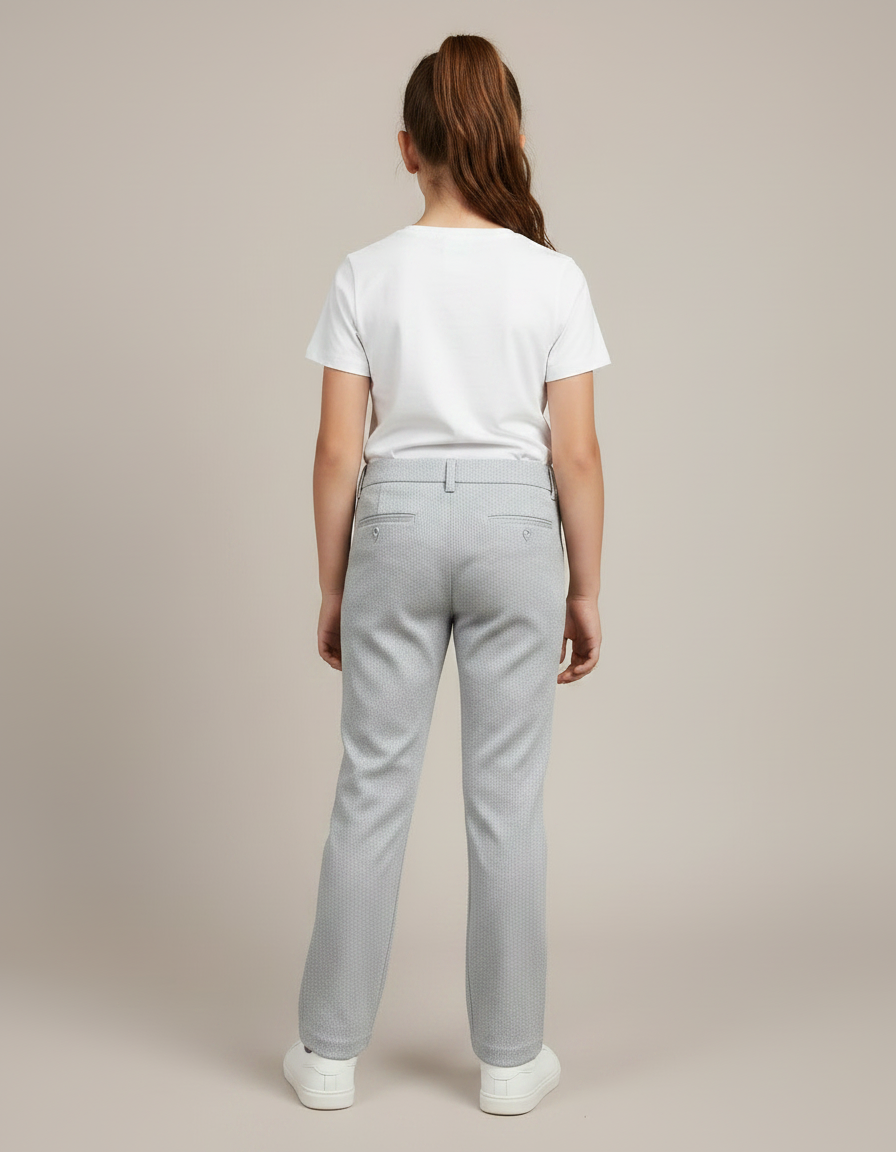 Pantalon Chino Gris Fille Droit Imprimé Élégant - Polyester - vue 2