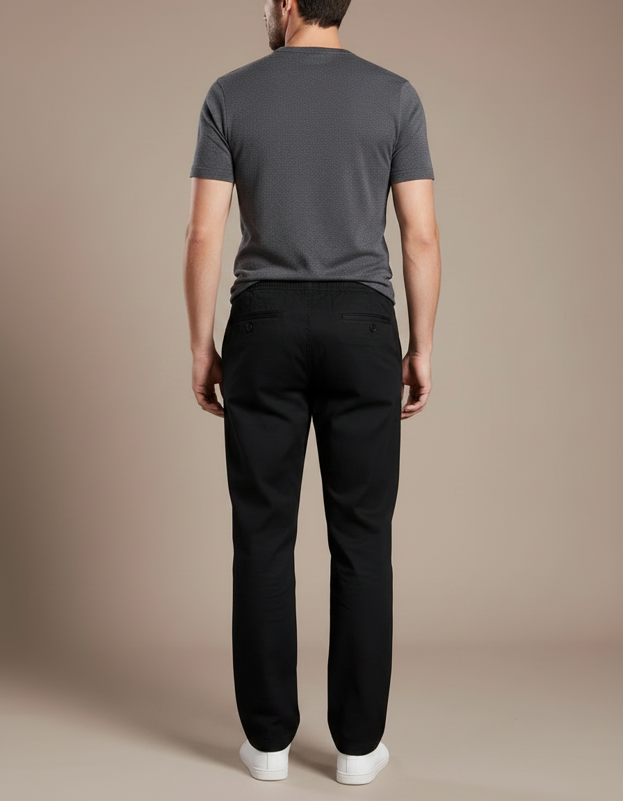 Pantalon Chino Noir Coton Décontracté Homme - vue 2
