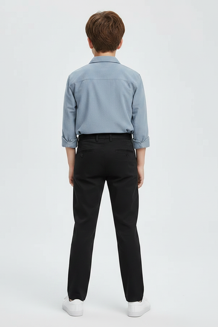 Pantalon Chino Noir Droit Décontracté Enfant - Coton - vue 2