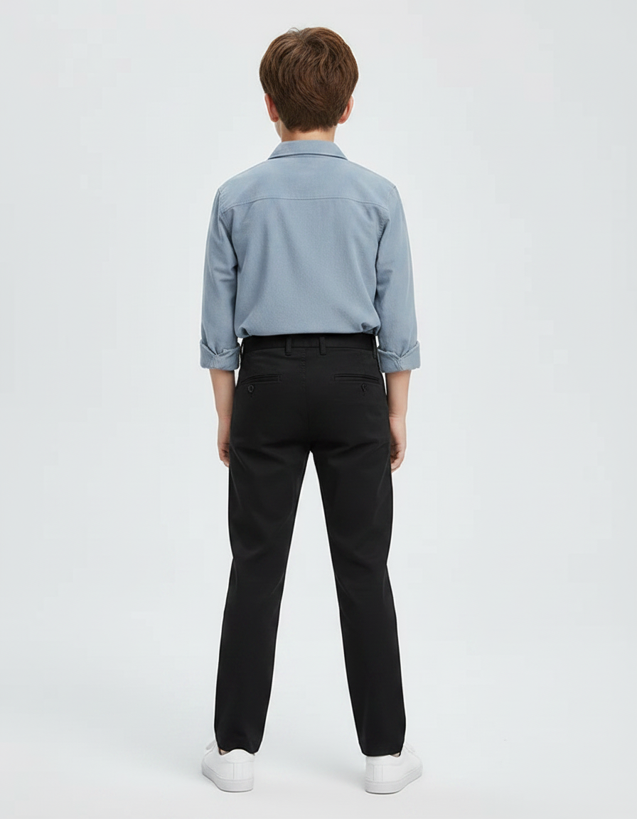 Pantalon Chino Noir Droit Décontracté Enfant - Coton - vue 2