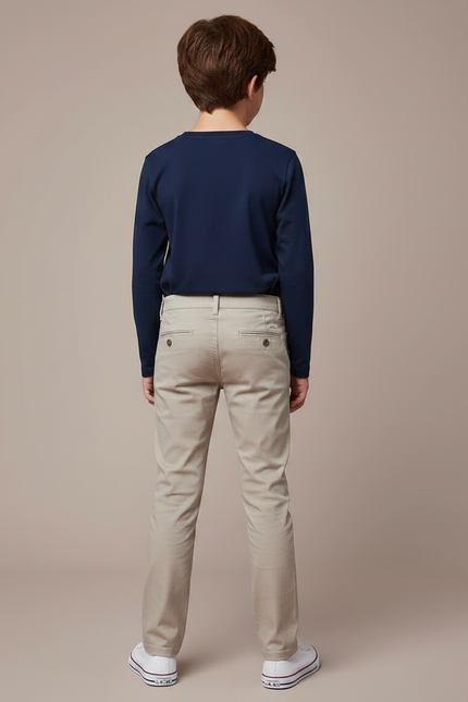Pantalon Chino Beige Coton Coupe Droite Enfant - vue 2