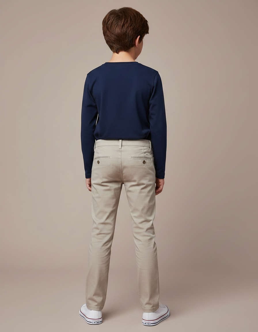 Pantalon Chino Beige Coton Coupe Droite Enfant - vue 2