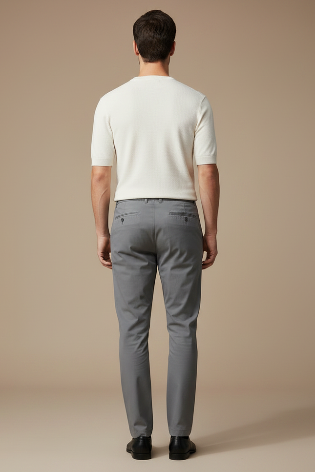 Pantalon Chino Gris Cordon Élastique Droit Décontracté Homme - Gabardine - vue 2